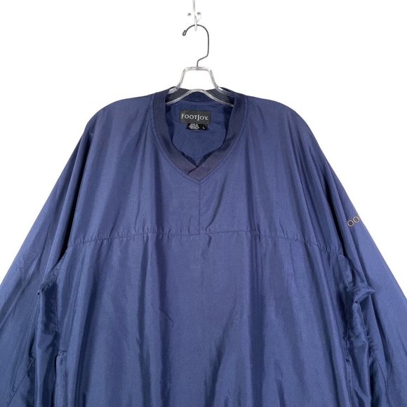 FootJoy FJ Mens Windbreaker Jacket Size L Navy Blue Golf Pullover Pockets V Neck - Picture 2 of 11